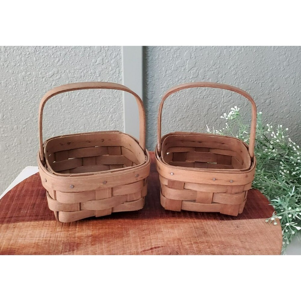 Vintage 1985 Longaberger Small Square Potpourri Basket Set of 2 Hostess Gift